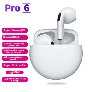 Pro 6 TWS Earbuds True Wireless Headphones Bluetooth 5.0 Waterproof Running Headset With Mic