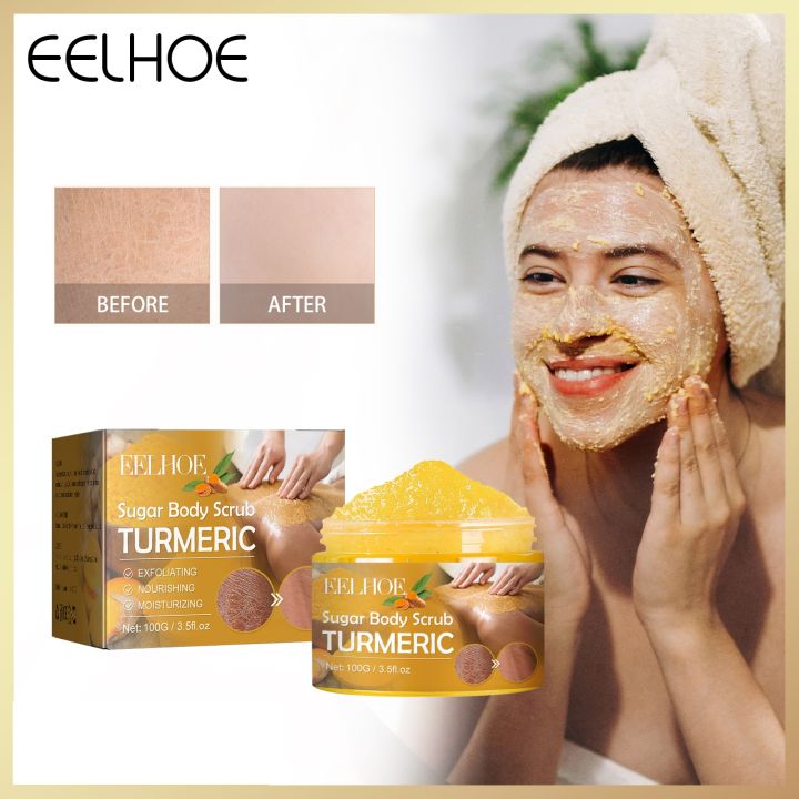 Picture of Eelhoe Turmeric Body Scrub Removal Back Exfoliating Brighten Knee Elbow ...