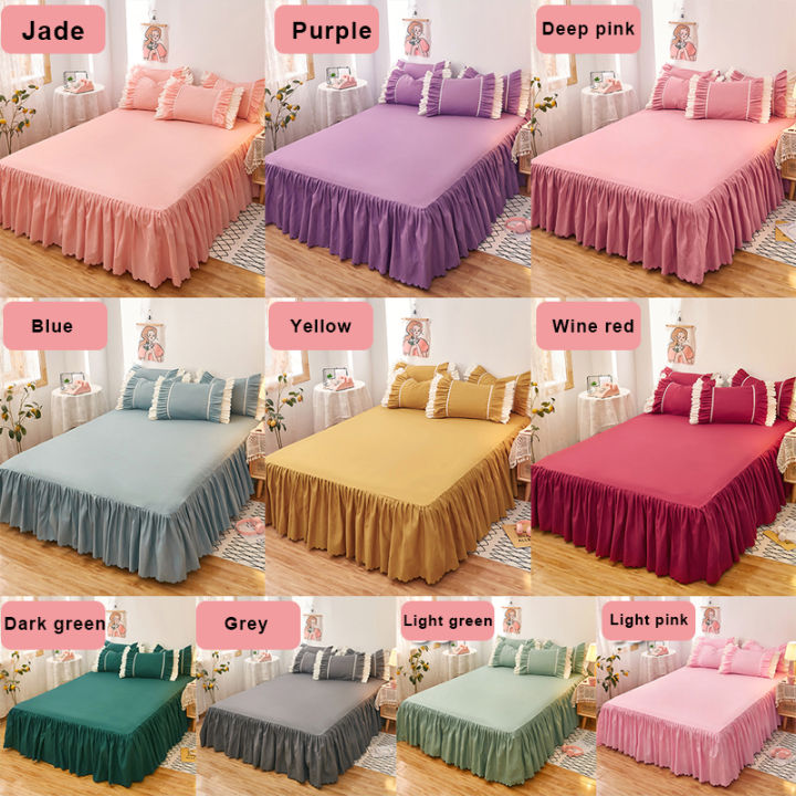 Bestenrose Bed Skirt King Queen Size Cadar Ropol Set Bed Sheet Skirt 5