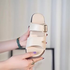 [Free Shipping] These Summer Thick-Soled Slippers Are Comfortable To Wear Outdoors Featuring A Flat Sole A Beach-Style Design A Rubber Sole For Slip Resistance And Are Comfortable And Versatile For Everyday Wear