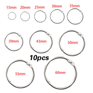 2sql 10PCS Notebook Scrapbook Clips Plated Nicked Loose Leaf Binder Hinged Rings Office Binding Supplie Calendar Album DIY Tool Metal Silver