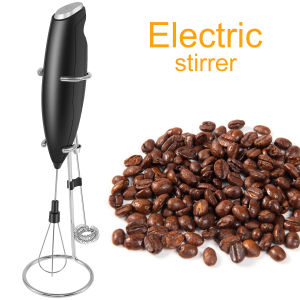 Battery Operated Electric Coffee Foam Whisk Mixer Electric Milk Frother Set Handheld Foam Maker with 2 Stirring Heads and 1 Holder Portable Battery Operated Foam Blender Handheld Electric Milk Frother