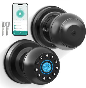 Tuya Smart Door Lock Fingerprint Digital Round Ball Door Knob For Bedroom Office Apartment Garage