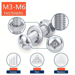 🔥1060ชิ้น🔥ชุดสกรูสแตนเลส 304 ชุดสกรูอเนกประสงค์ ขนาด M3 M4 M5 M6 น็อตตัวผู้ น็อตตัวเมีย แหวนรองพร้อมกล่องพลาสติกแบ่งช่อง Hex Socket Head Cap Screws