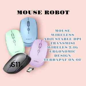 S11 MOUSE ROBOT WIRELESS WIRELES OPTICAL USB RECEIVER PC LAPTOP WIRELES NIRKABEL ON OFF PORTABLE