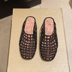 [Free Shipping]New Korean-Style Transparent Closed-Toe Slippers Niche Design Sandals Flat Hollow Shoes Comfortable And Breathable Round-Toe Clogs