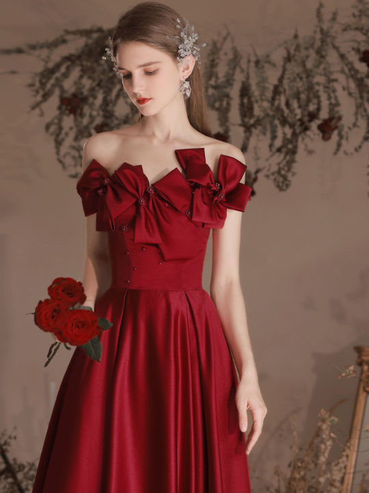 Halter Wine Red Prom Dresses Long with Pocket long Vestido De Festido –  Siaoryne
