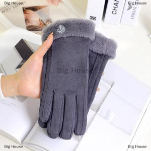 [COD] Big House ถุงมือหนังกลับให้ความอบอุ่นในฤดูใบไม้ร่วงฤดูหนาวพร้อมถุงมือผ้ากำมะหยี่หนาสำหรับตกแต่งถุงมือขี่สกีสำหรับกลางแจ้งแบบสัมผัส