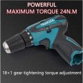 Virginex【In stock】Cordless Hammer Drill Multi-Function Makita Cordless Drill Screwdriver Impact Hand Drill 电钻 Screwdriver 3 in 1 Strong power &Long Endurance lithium battery. 