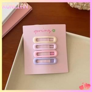 [KUNLIAN] 4Pcs set Pink Simple Heart Star Hair Clips For Girls Cute Hairpin Barrettes Fashion Accessories Gift