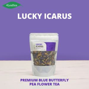 4Leaftea Lucky Icarus Blue Butterfly Pea Flower Tea Premium Herbal Tea Natural Blue Color for Drinks & Desserts Caffeine-Free