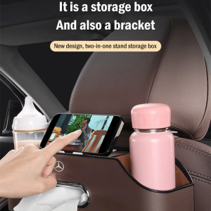 Car multifunctional storage box Cute Portable Leather Organizer Seat Back Tissue Box Multifunctional Organizer Car Organizer