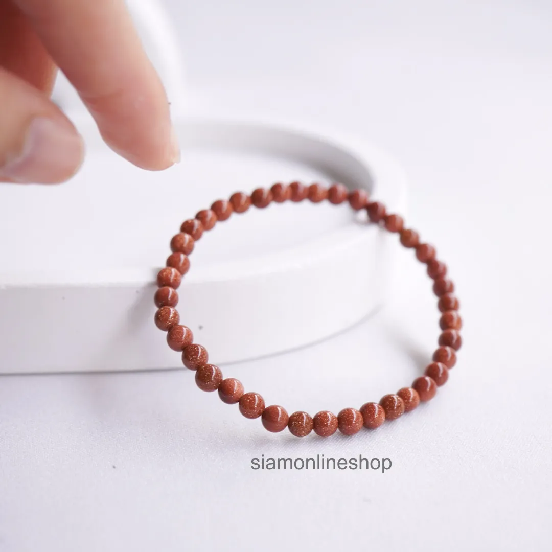 Gold Stone หินมงคล หินทรายทอง เลือกขนาดเม็ดหินได้ (4-20 มม.) หินแห่งความเจริญรุ่งเรือง สร้อยข้อมือหินแท้