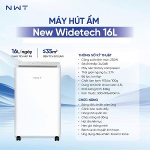 Máy Hút Ẩm New Widetech 12L/16L/18L/24L/30L/60L - Bản Tiếng Anh Phích Cắm 2 Chấu - Hàng Chính Hãng Bảo Hành 18 tháng