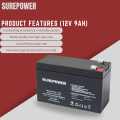 SUREPOWER Maintenance Free Sealed Lead Acid Battery (12V 9AH) UPS/ Automatic system/ PABX system/ fire alarm/ emergency lightning/ alarm system. 