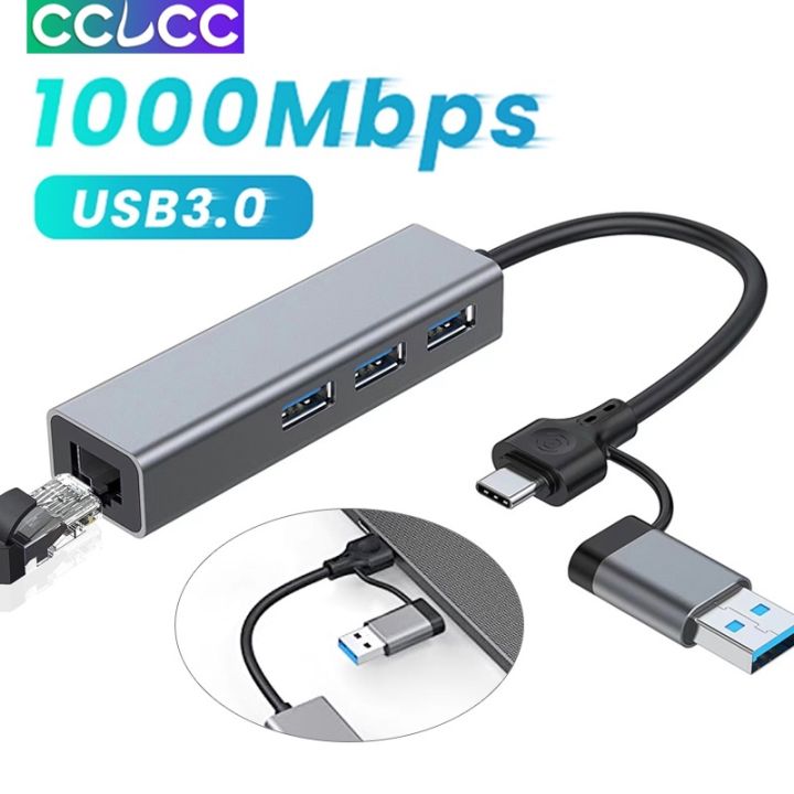 Cclcc Usb Type C To Lan Adapter Port Usb Hub With Rj Mbps