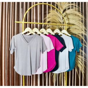 Kaos wanita V-neck olahraga bahan rayon super menyerap keringat nyaman di pakai