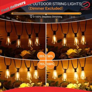 Solar String Lights Outdoor Shatterproof Bulbs Solar String Lights with Remote Globe Solar Powered String Lights for G40