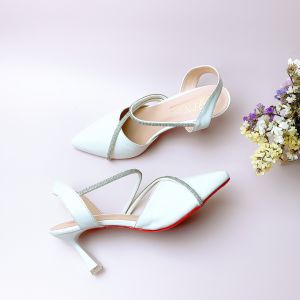 Giày cao gót nữ nhọn 7p bít mũi da mềm xoàn mảnh chéo chân - BM29