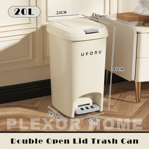 Plexor Plastic Foot Step Trash Can with Odor Protection of Lid 8L/10L/15L/20L Nordic Pedal Garbage Can with Cover Foot-on Trash Can with Lid Household Rubbish Bin for Bathroom Bedroom Powder Room Craft Room Office