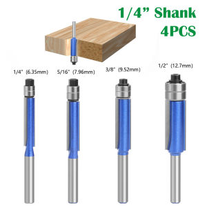 Zonejoy Flush Trim Router Bit Trim Router Bit Carbide Double Bearings 1/4 Shank for Wood Projects