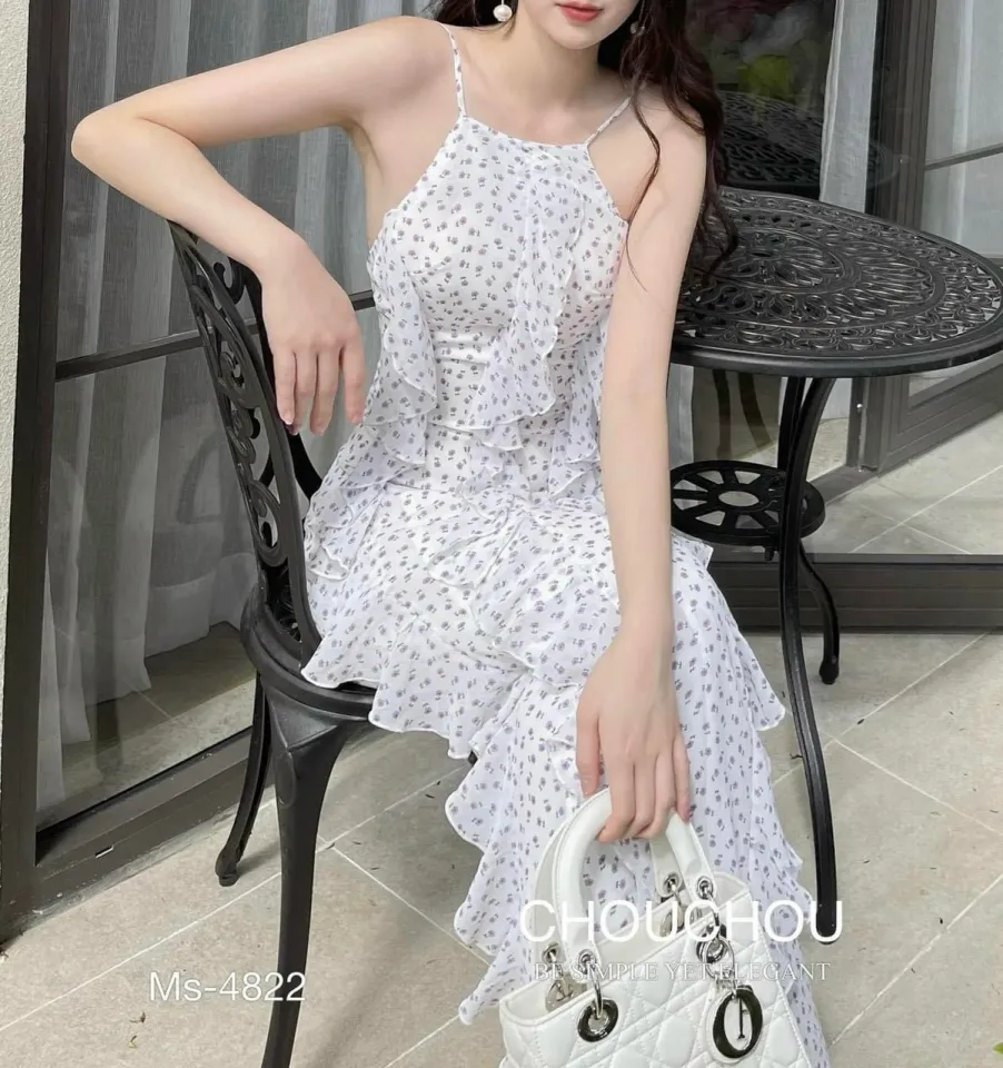 Đầm maxi trắng đi biển nữ tính bồng bềnh cao cấp - Migu Shop