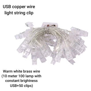 LED USB 8  Lighting Mode String Light Photo Clip USB Copper Wire Fairy Light Outdoor Battery Operated Garland Christmas Decoration Party Wedding Xmas with Remote Control