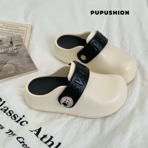[Free Shipping] Cartoon Thick-Soled Height-Increasing Closed-Toe Clogs For Women 2026 New Spring Collection Versatile Sandals That Can Be Worn In Two Ways Slip-On Half-Slipper Style