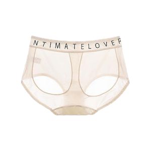HEALMEYOU Mesh Satin Silk Panties Patchwork Letter Printing Seamless Briefs Soft Mid Waist Underwear for Women Ladies