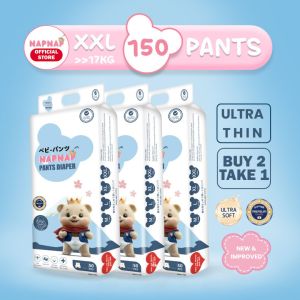 B2T1  Napnap Baby Pants Diaper XXL 150pcs 3 PACKS Ultra Absorbent No Leaks Soft Breathable