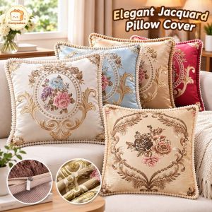 Luxury European Jacquard Embroidery Cushion Cover Soft Throw Pillow Case For Sofa Bedroom Home Decor