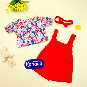 OVERALL DAKOTA by LITTLE KODA SET BAJU BAYI 3 in 1 INCLUDE HEADBAND 3-18 BULAN