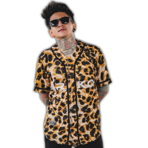 Kaos Baseball Sublim Printing MRKO 001 Motif Leopard Bahan Dryfit wave