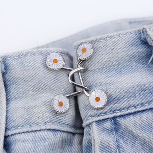 Pharaoh🎀1 Paket Kancing Jeans Kait Pengecil Lingkar Pinggang Kancing Celana Jeans Model Bisa Dilepas Motif Bunga Daisy Ready Stock Import Murah