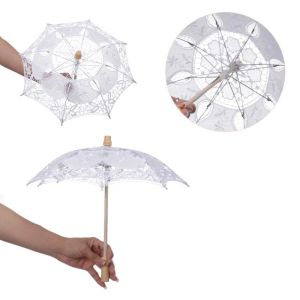 VERMILL Embroidery Lace Parasol Umbrella Cotton Lace 26/31/43/53cm Flower Girl Umbrella Vintage Kids Sun Umbrella Wedding Decoration