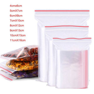 【Free Shipping】100Pcs Resealable Zipper Plastic Bag Self-sealing Transparent Food Storage Packaging Vacuum Preservation OPP Bag