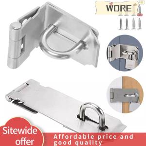 WORE กลอนประตูบานพับสแตนเลสสตีลสลักประตู90องศากลอนประตูโรงเก็บของใช้ในครัวเรือนกันขโมย