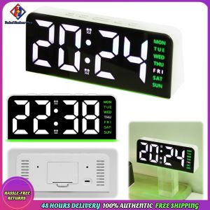 Vodool LED Digital Alarm Clock Electronic Wall Clock Large Number Display Boarderless Wall-mounted Clock Desk Alarm Clock for Students
