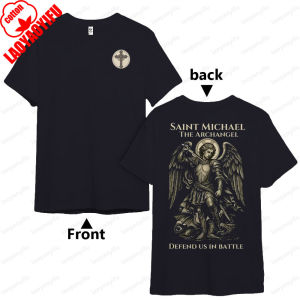 Saint Michael The Archangel TShirt Catholic Warrior Tee Spiritual Battle Armor Shirt Mens Trendy Streetwear Cotton Short Sleeve