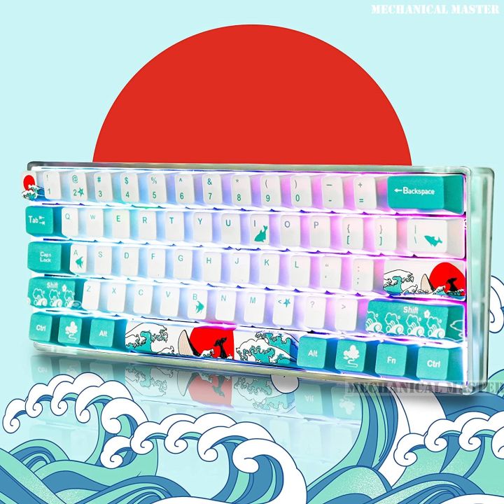 Local Stock Coral Sea Pbt Dye Sub Keycap For Mechanical Keyboard Five Sides Dye Sublimation