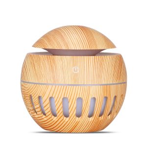 130ml Humidifier with Essential Oil Diffuser Round Wood Grain Touch Colorful Fine Mist for Office