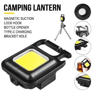 Portable Multi Function USB Rechargeable Lamp Magnetic COB LED Mini Work Light Mini Keychain Flashlight