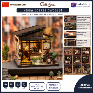 [Ready Stock] Cutebee 3D Wooden Puzzle CWGD201 DIY Miniature House Decoration - Kissa Coffee