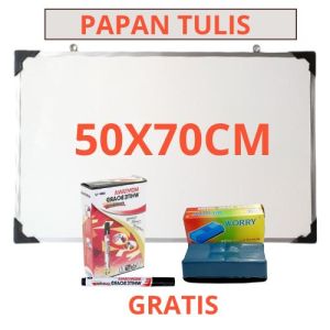 Papan Tulis Gantung - White Board  50x70cm Free Penghapus + Spidol