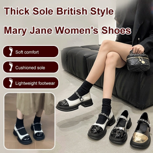 Women's Shallow Mouth Single Shoes Thick Bottom Small Leather Chunky Heel