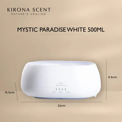 [KIRONA SCENT] Lumiere Aroma Diffuser (White) 600ml | Muji Style Ultrasonic Humidifier + Night Lamp | 8 LED Lights