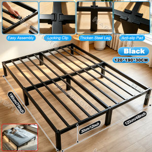 Screwless Iron Bed Frame Single Metal Bed Frame Easy Assemble Heavy Duty Twin Bed Frame Double/Queen/King