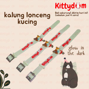 KITTYDOM Kalung Kucing Anjing Kalung Lonceng Motif Kittydom Glow In The Dark Kalung Leher Hewan Kucing Anjing Cat Dog Kitten Adult Puppy Anabul Neck Strap With Bell Pet Cat Collar