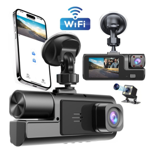 High-definition three-lens car driving recorder mobile phone interconnection three-recording monitor car three-lens high-definition driving recorder