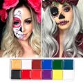 12 Colors Halloween Face Body Paint Set Face Painting Art Palette Cosplay Makeup Cat wajah. 